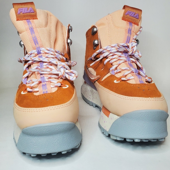 🔥  New 🔥  Fila Renno Multi Trekking Orange Suede Platform Sneakers - Picture 8 of 9